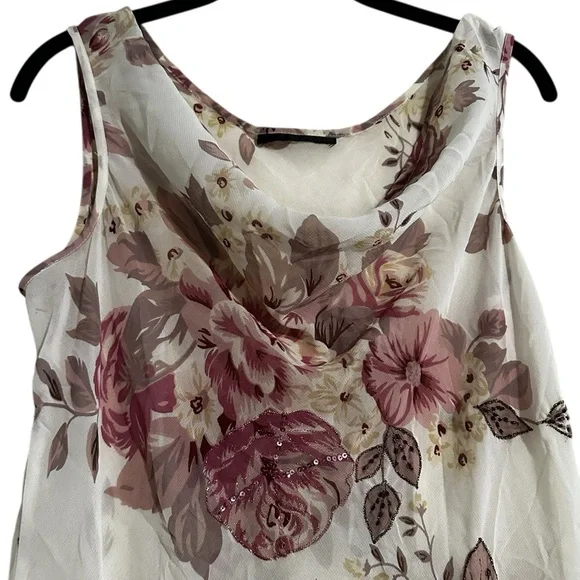 Vintage 90s Cowl Neck Dress Asymmetric Beaded Sequin Feminine Romantic - Picture 4 of 9